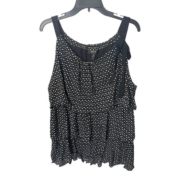 Style and Co polka dot mesh blue white tiered tank top XL - Picture 1 of 4